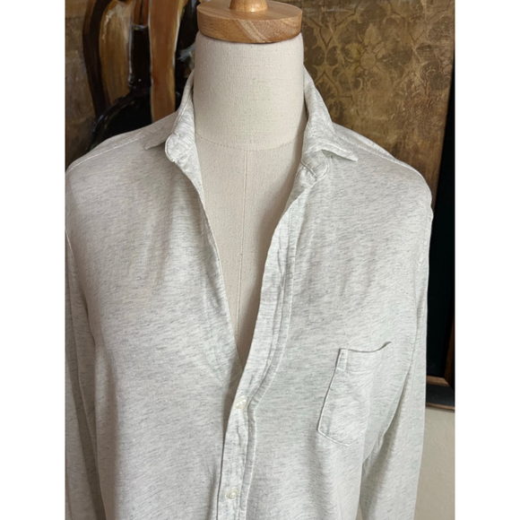 NWOT Frank & Eileen Casual Button Down Eileen Cotton Jersey Shirt XS Light Gray